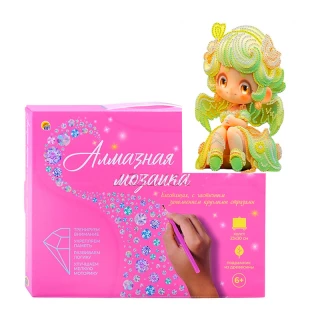 Алмаз мозаика (блест.) 23х30 см, с подр., с част. заполн. (8 цв.) Куколка с крыльями (Арт. НД-5144)